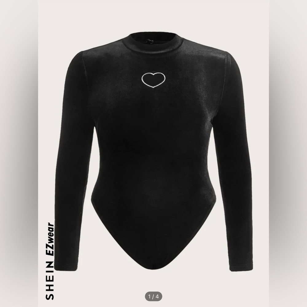 BNWT HEART CUTOUT VELVET BODY SUIT